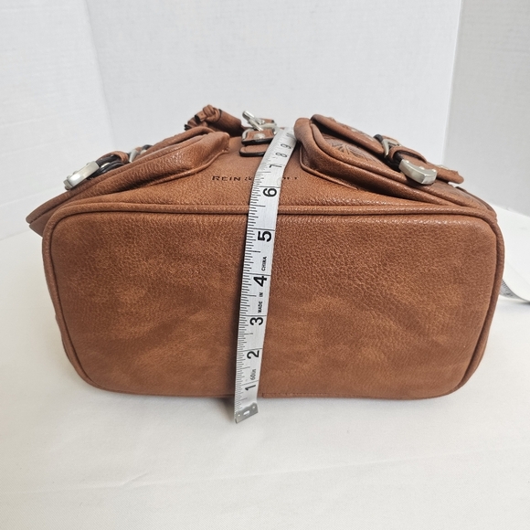 Rein & Bridle Tooled Vegan Leather Backpack Brown Western Boho Studded - Picture 12 of 13